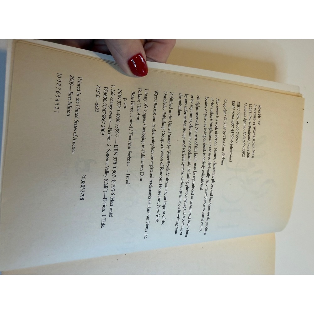 Rose House A Novel by Tina Ann Forkner Fiction 2009 First Edition - Picture 3 of 5